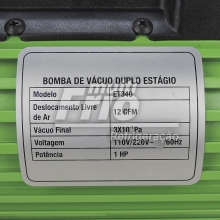 Bomba de Vácuo 12 CFM EcoTools Duplo Estágio ET340