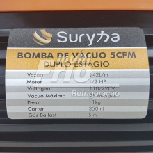 Bomba de Vácuo 5 CFM Suryha Duplo Estágio