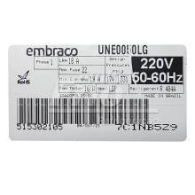 Unidade Condensadora Embraco UNE0050LG (UNEU2140GK) 1/2 HP 220V R404A